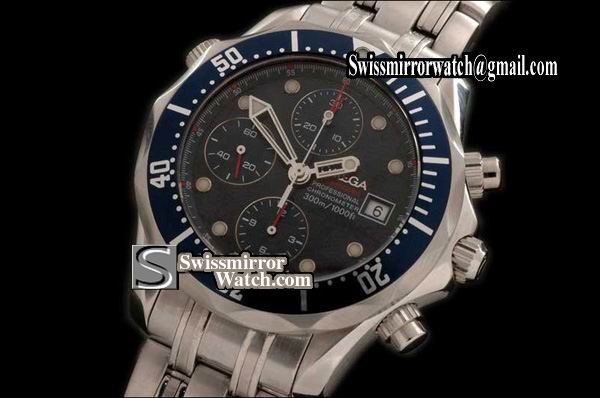 Omega Seamaster 300m 2007 Professional Chrono SS Blue A-7750 28800bph Replica Watches
