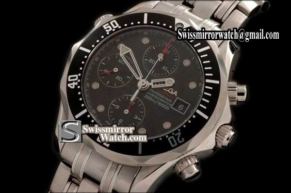 Omega Seamaster 300m 2008 Professional Chrono SS Black A-7750 28800bph Replica Watches