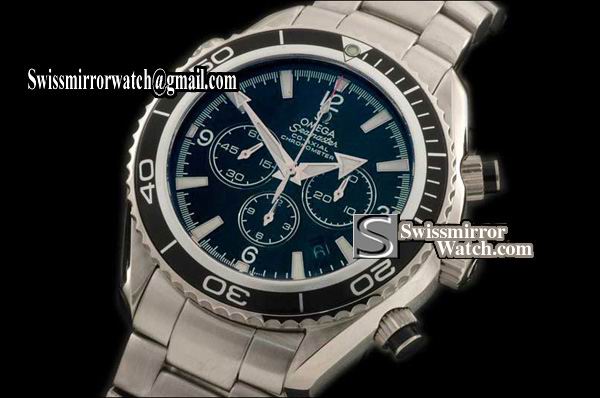 Omega Seamaster Planet Ocean 45.5 Chrono SS/SS Blk/Bez/Wht 7750 Replica Watches