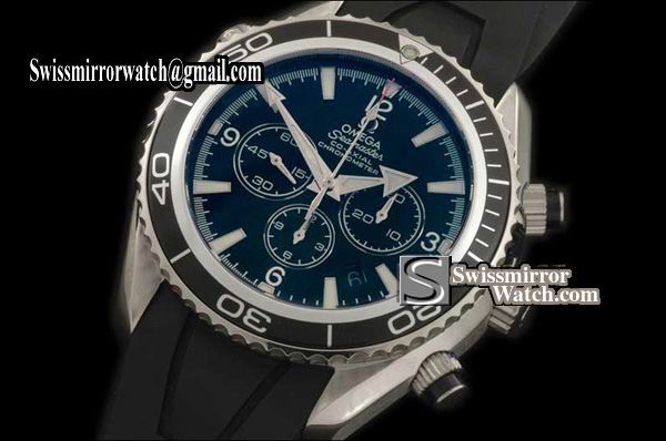 Omega Seamaster Planet Ocean 45.5 Chrono SS/RU Blk/Bez/Wht 7750 Replica Watches