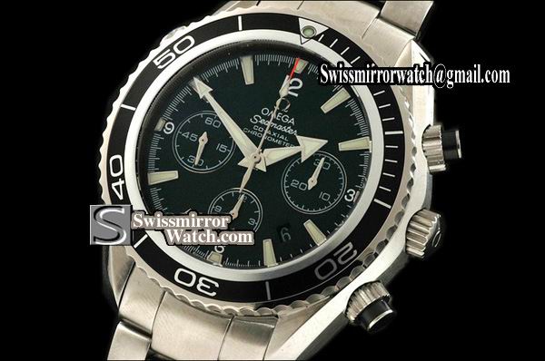 Omega Seamaster Planet Ocean 45.5mm Chrono Black Bezel A-7750 28800bph Replica Watches