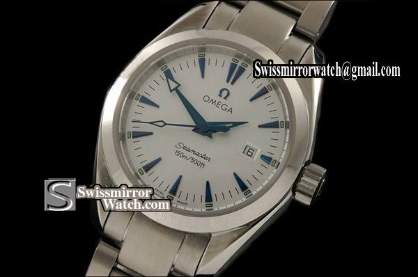 Omega Seamaster Ladies Aqua Terra White/Blue Markers Swiss Eta 2671-2 Replica Watches