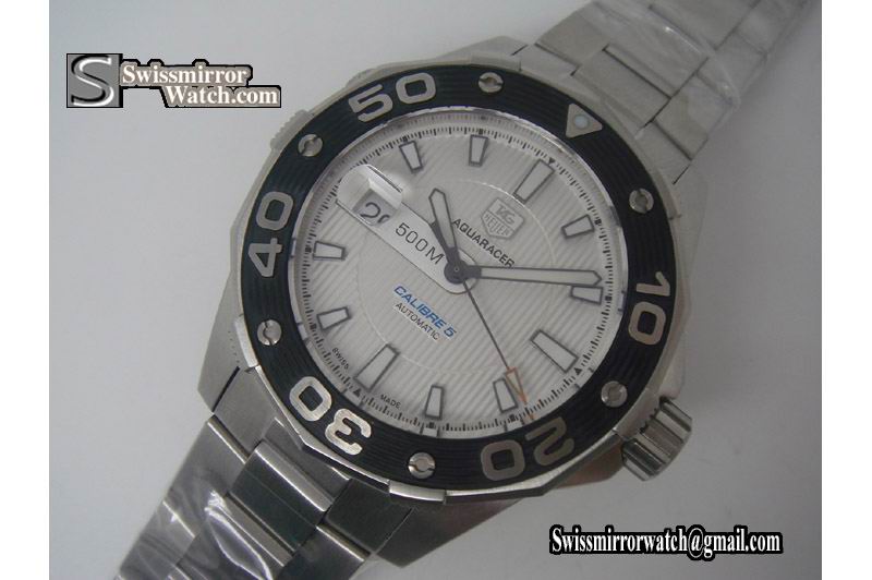 Tag Heuer Aquaracer 500m Calibre 5 Automatic SS/RU White Swiss Eta 2824 Replica Watches