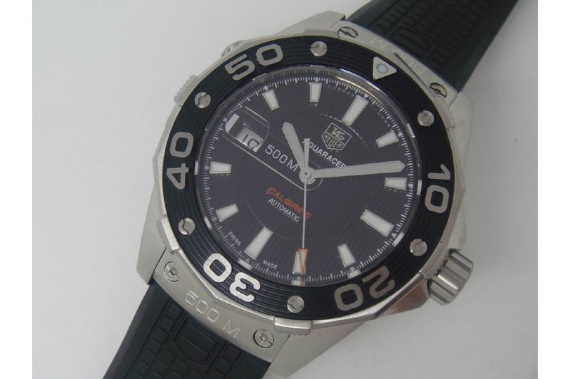 Tag Heuer Aquaracer 500m Calibre 5 Automatic SS/RU Black Swiss Eta 2824 Replica Watches