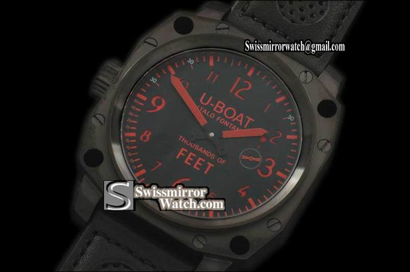 U-Boat housands of Feet PVD/LE Black/Red Swiss Unitas Replica Watches