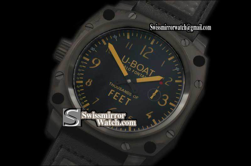 U-Boat housands of Feet PVD/LE Black/Amber Swiss Unitas Replica Watches
