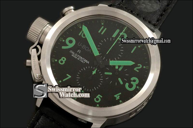 U-Boat FlightDeck 50mm SS/LE Black/Green A-7750 28800bph Replica Watches