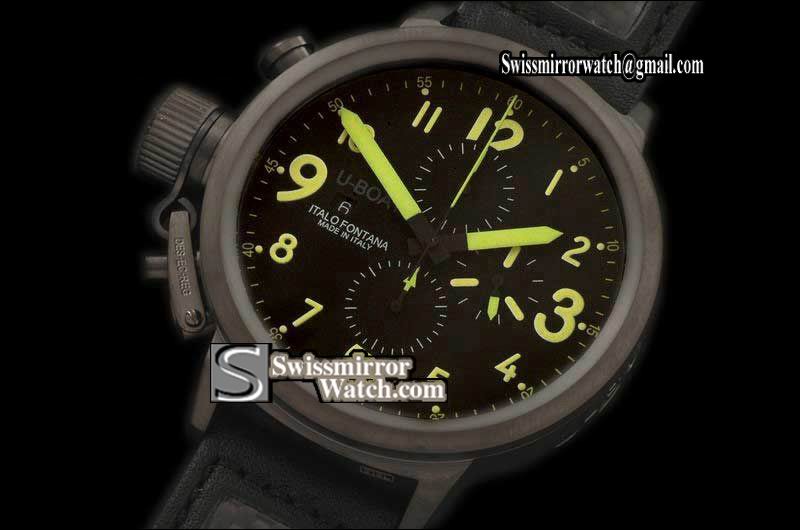 U-Boat FlightDeck 50mm PVD/LE Blk/Lume A-7750 28800bph Replica Watches