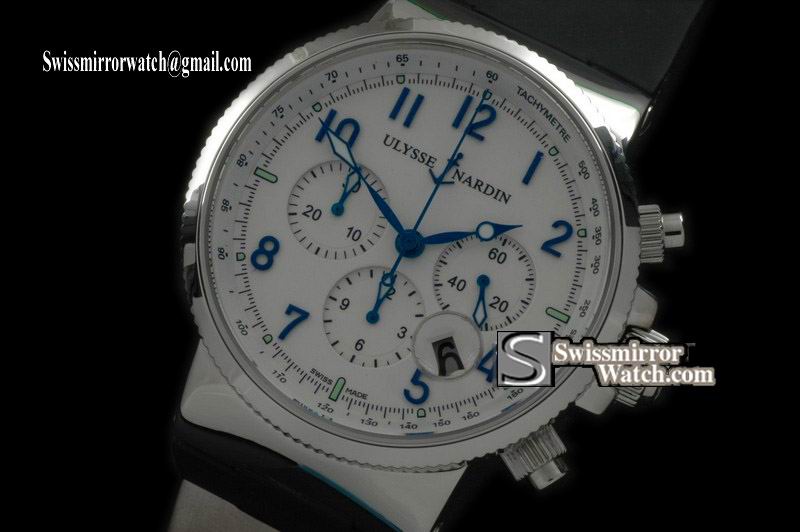 Ulysse Nardin Marine Chronograph SS/RU Wht A-7750sec@3 Replica Watches