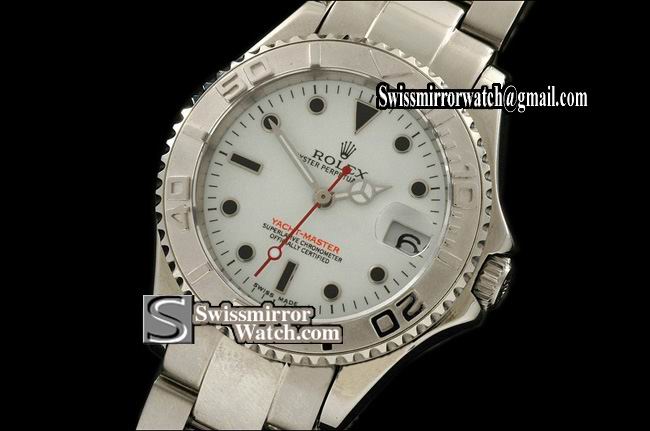 Middle Size Rolex Yacht-Master SS White Dial Swiss Eta 2671-2