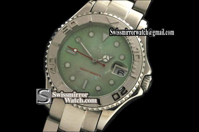 Middle Size Rolex Yacht-Master SS MOP Lime Green Dial Swiss Eta