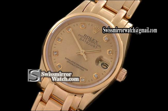 Rolex Midsize Masterpiece Mid FG Smooth Bez Gold Diamonds Swiss Eta 2671-2 Replica Watches
