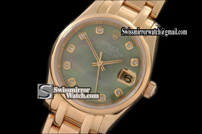 Rolex Midsize Datejust Masterpiece FG Smooth Bez MOP Ex Green Diamonds Swiss Eta 2671-2 Replica Watches