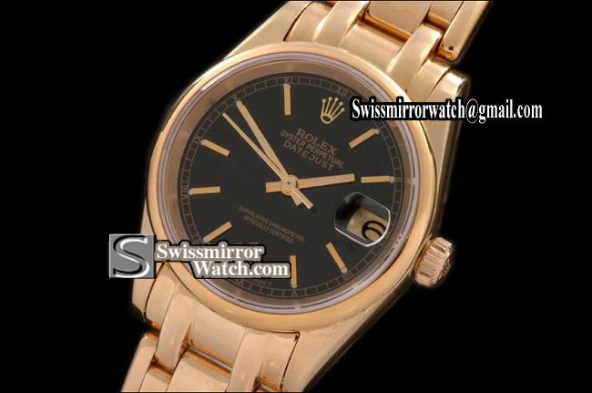 Rolex Midsize Datejust Masterpiece FG Smooth Bez Black Stick Swiss Eta 2671-2 Replica Watches