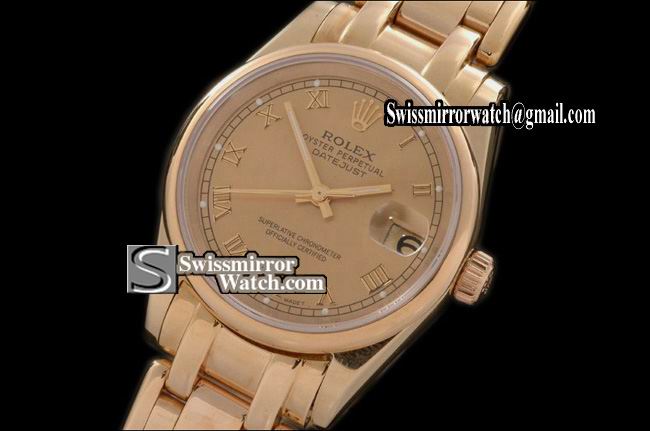 Rolex Midsize Datejust Masterpiece FG Smooth Bez Gold Roman Swiss Eta 2671-2 Replica Watches