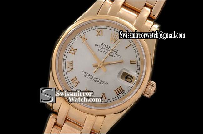 Rolex Midsize Datejust Masterpiece FG Smooth Bez Silver Roman Swiss Eta 2671-2 Replica Watches