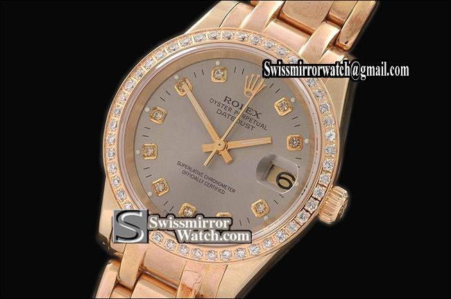 Rolex Midsize Datejust Masterpiece FG Diamond Bez Grey Diamonds Swiss Eta 2671-2 Replica Watches