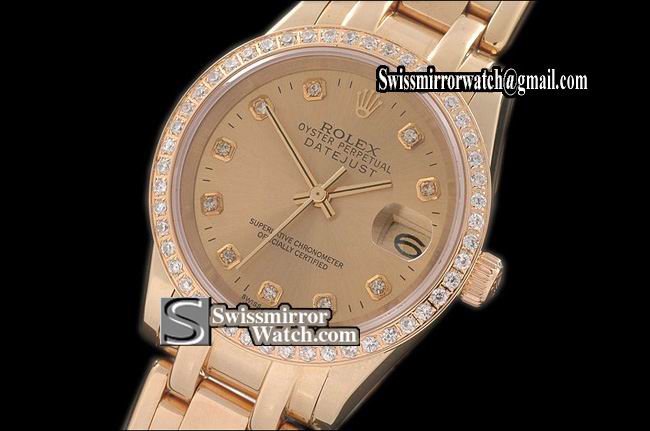 Rolex Midsize Datejust Masterpiece FG Diamond Bez Gold Diamonds Swiss Eta 2671-2 Replica Watches