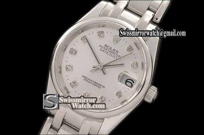 Rolex Midsize Datejust Masterpiece SS Smooth Bez Silver Diamonds Swiss Eta 2671-2 Replica Watches