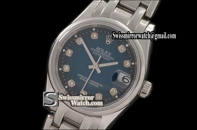 Rolex Midsize Datejust Masterpiece SS Smooth Bez Burnt Blue Diamonds Swiss Eta 2671-2 Replica Watches