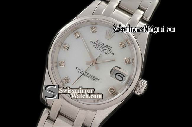 Rolex Midsize Datejust Masterpiece SS Smooth Bez MOP White Diamonds Swiss Eta 2671-2 Replica Watches