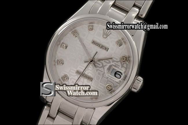 Rolex Midsize Datejust Masterpiece SS Smooth Bez Silver Jub Diamonds Swiss Eta 2671-2 Replica Watches