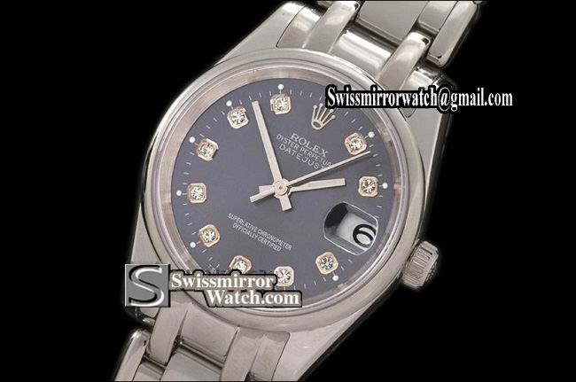 Rolex Midsize Datejust Masterpiece SS Smooth Bez Blue Jub Diamonds Swiss Eta 2671-2 Replica Watches