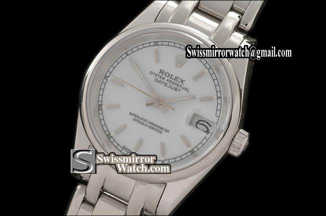 Rolex Midsize Datejust Masterpiece SS Smooth Bez White Sticks Swiss Eta 2671-2 Replica Watches