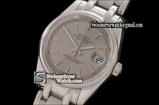 Rolex Midsize Datejust Masterpiece SS Smooth Bez Grey Sticks Swiss Eta 2671-2 Replica Watches