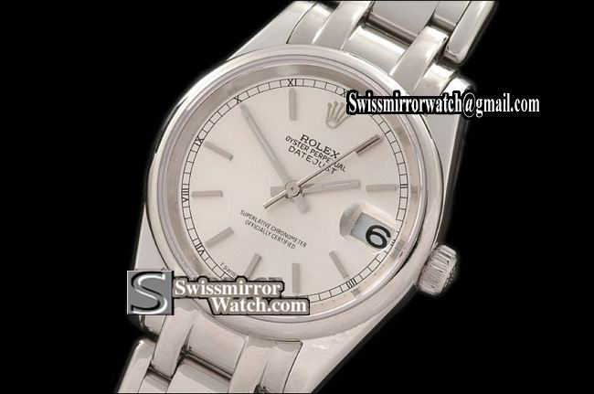 Rolex Midsize Datejust Masterpiece SS Smooth Bez Silver Sticks Swiss Eta 2671-2 Replica Watches