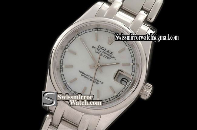 Rolex Midsize Datejust Masterpiece SS Smooth Bez MOP White Sticks Swiss Eta 2671-2 Replica Watches