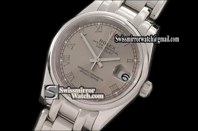 Rolex Midsize Datejust Masterpiece SS Smooth Bez Grey Roman Swiss Eta 2671-2 Replica Watches