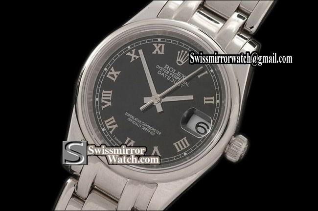 Rolex Midsize Datejust Masterpiece SS Smooth Bez Black Roman Swiss Eta 2671-2 Replica Watches