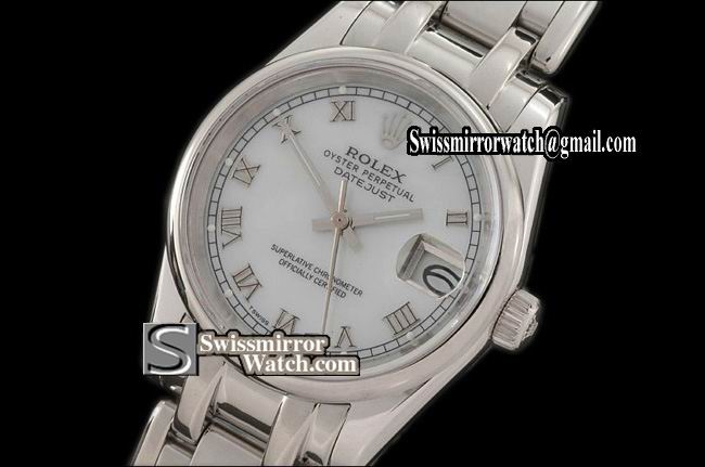 Rolex Midsize Datejust Masterpiece SS Smooth Bez MOP White Roman Swiss Eta 2671-2 Replica Watches
