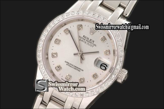 Rolex Midsize Datejust Masterpiece SS Diamond Bez White Diamonds Swiss Eta 2671-2 Replica Watches