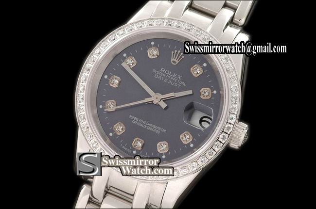 Rolex Midsize Datejust Masterpiece SS Diamond Bez Blue Diamonds Swiss Eta 2671-2 Replica Watches