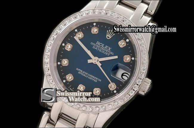 Rolex Midsize Masterpiece SS Diamond Bez Burnt Blue Diamonds Swiss Eta 2671-2 Replica Watches