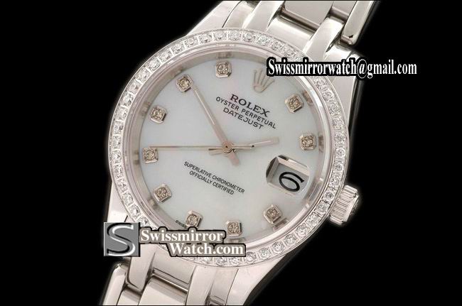 Rolex Midsize Datejust Masterpiece SS Diamond Bez MOP White Diamonds Swiss Eta 2671-2 Replica Watches