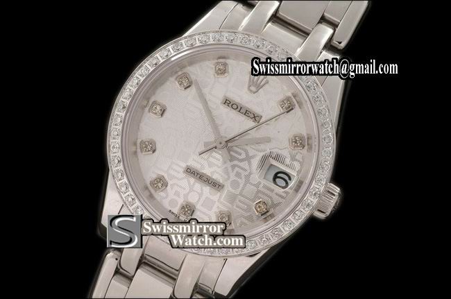 Rolex Midsize Datejust Masterpiece SS Diamond Bez Jub Silver Diamonds Swiss Eta 2671-2 Replica Watches