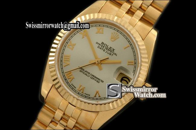Ladies Rolex Datejust YG Jubilee White Roman Swiss Eta 2671-2 Replica Watches