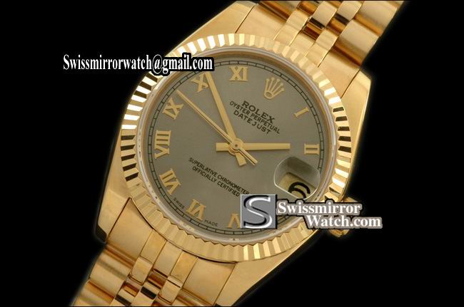 Midsize Rolex Datejust YG Jubilee Grey Roman Swiss Eta 2836-2 Replica Watches