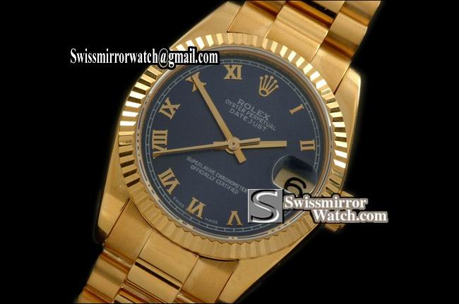 Midsize Rolex Datejust YG Jubilee Blue Roman Swiss Eta 2836-2 Replica Watches