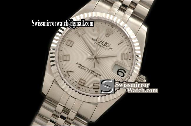 Midsize Rolex Datejust SS Jubilee Sunray Silver Numeral Swiss Eta 2836-2 Replica Watches