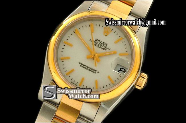 Midsize Rolex TT Oyster White Dial, Stick Markers Swiss Eta 2671-2 Replica Watches