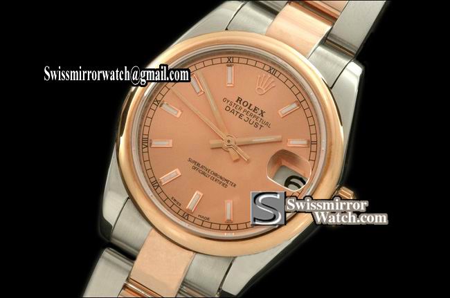 Midsize Rolex SS/YG Oyster Rose Gold Sticks Swiss Eta 2836-2 Replica Watches