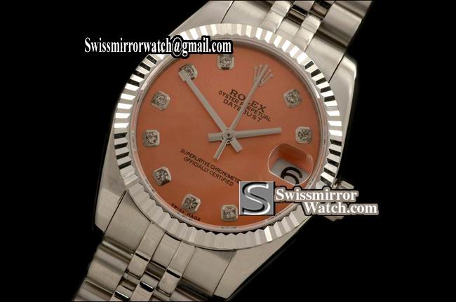 Midsize Rolex SS Jubilee Salmon Diam Swiss Eta 2836-2 Replica Watches