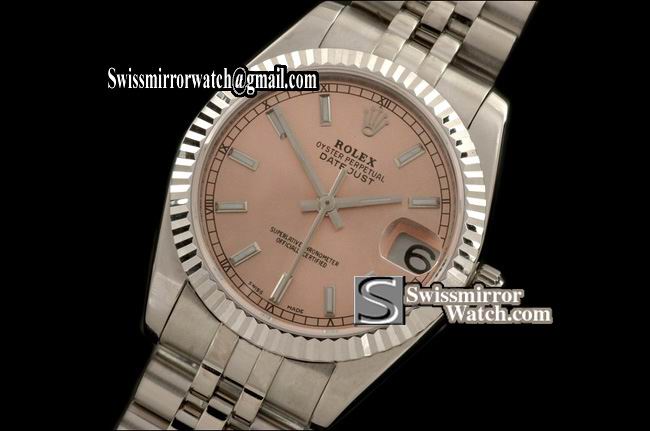 Midsize Rolex SS Jubilee Rose Gold Sticks Swiss Eta 2836-2 Replica Watches