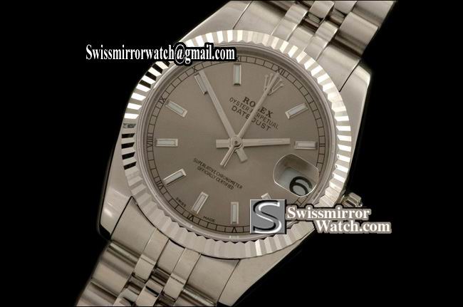 Midsize Rolex SS Jubilee Grey Sticks Swiss Eta 2836-2 Replica Watches