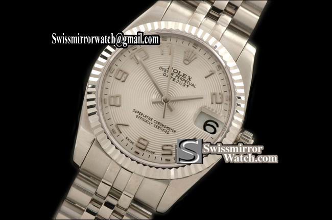 Midsize Rolex SS Jubilee Sunray Silver Numeral Swiss Eta 2836-2 Replica Watches