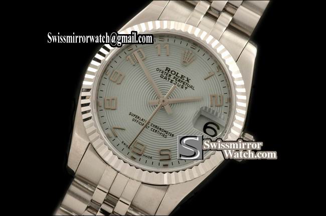 Midsize Rolex SS Jubilee Sunray Light Blue Numeral Swiss Eta 2836 Replica Watches